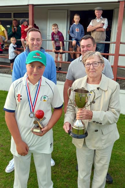 Man of the Match - Ollie Cook with Hilary, Jonathan and Mark Williams